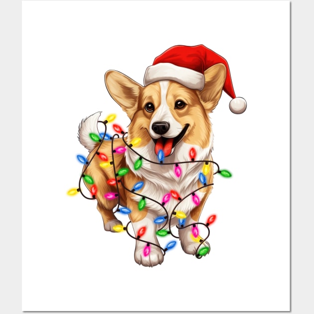 Christmas Pembroke Welsh Corgi Wall Art by Chromatic Fusion Studio